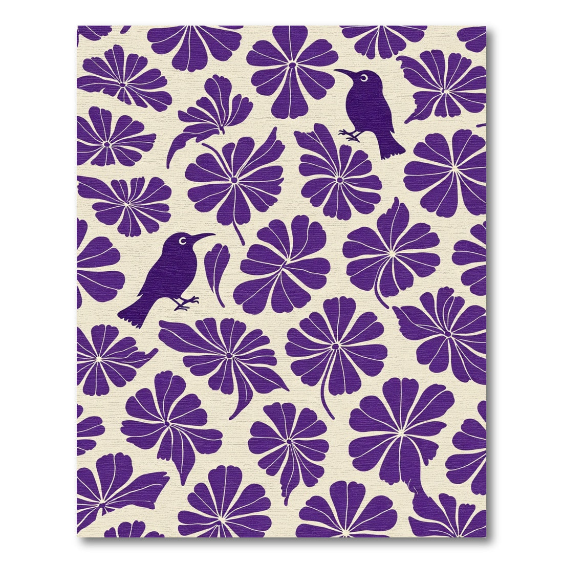 Purple Floral Bird Silhouette Rug