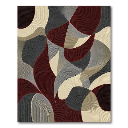 Burgundy Gray Wavy Curves Rug