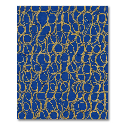 Abstract Blue Yellow Fluid Weave Rug