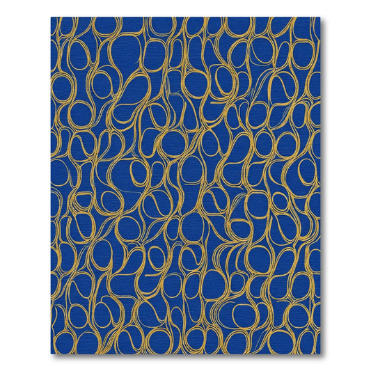 Abstract Blue Yellow Fluid Weave Rug
