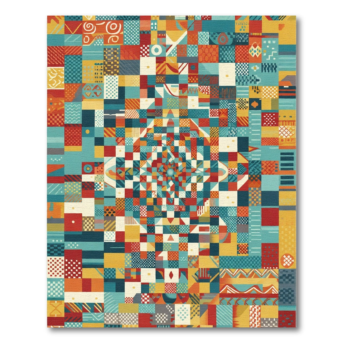 Color Block Geometric Mosaic Rug