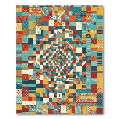 Color Block Geometric Mosaic Rug