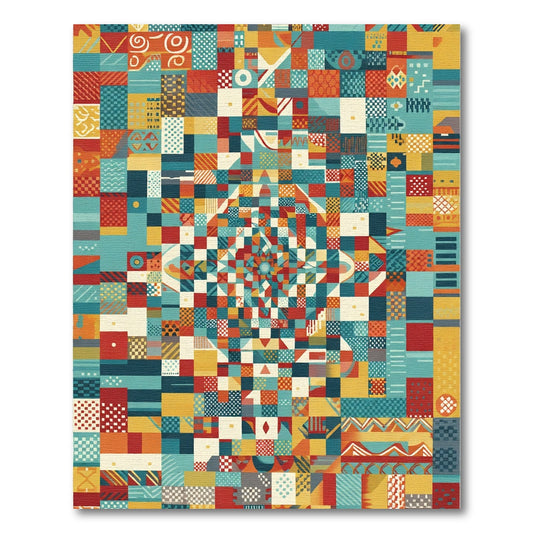 Color Block Geometric Mosaic Rug