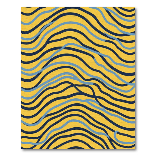 Golden Waves Blue Stripe Rug