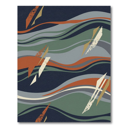 Blue Teal Abstract Wave No. 13 Area Rug