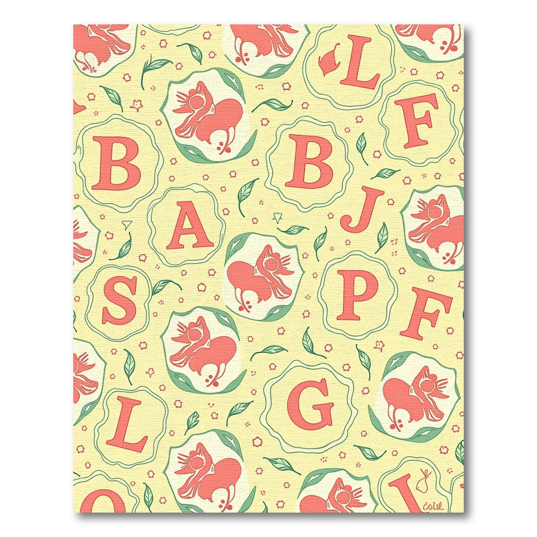 Whimsical Alphabet Illustration Botanical Rug