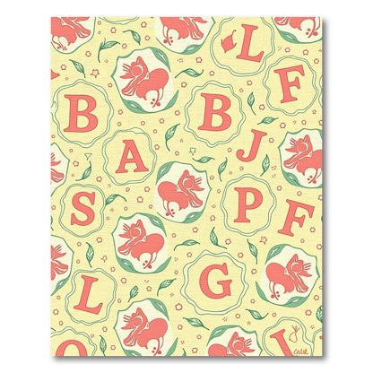 Whimsical Alphabet Illustration Botanical Rug