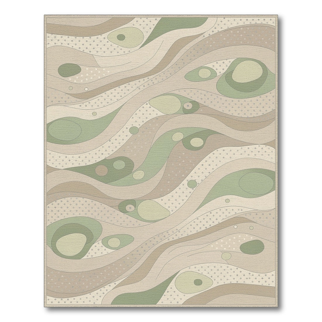 Beige and Neutral Organic Wave Beige Area Rug