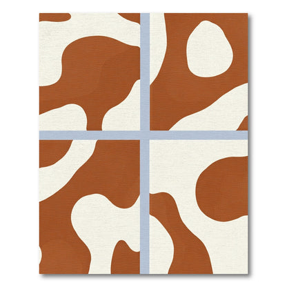 Terracotta Cream Organic Abstract Tiles Rug