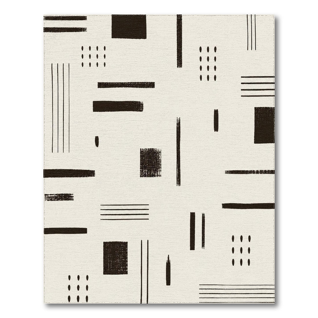 Black White Geometric Abstract Area Rug