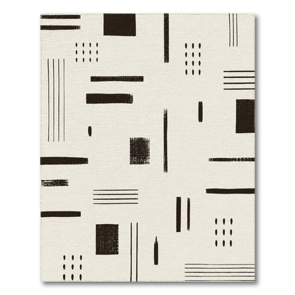 Black White Geometric Abstract Area Rug