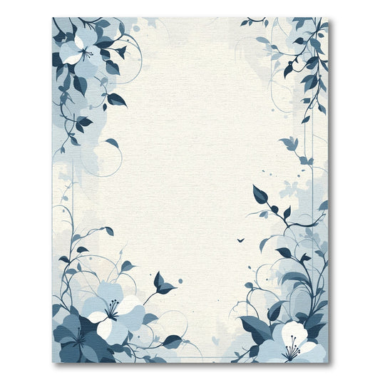 Light Blue Floral Vine Corner Rug