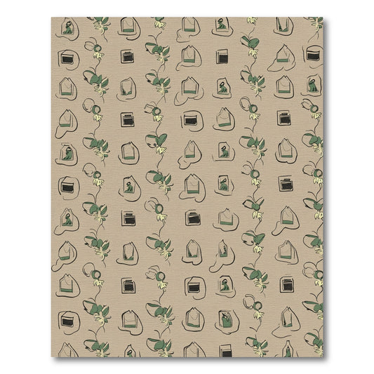 Abstract Green Vine And Square Rug