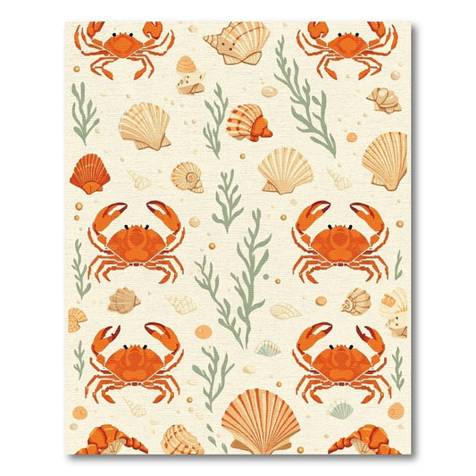Coastal Orange Crab Shell Marine Life Rug