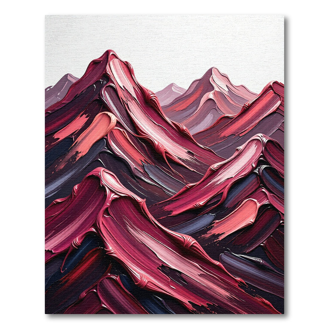 Crimson Abstract Impasto Mountains Rug