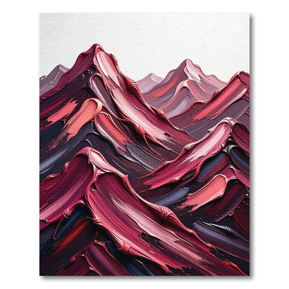 Crimson Abstract Impasto Mountains Rug