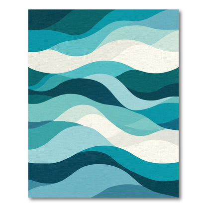 Teal Blue Wave Cascade Rug