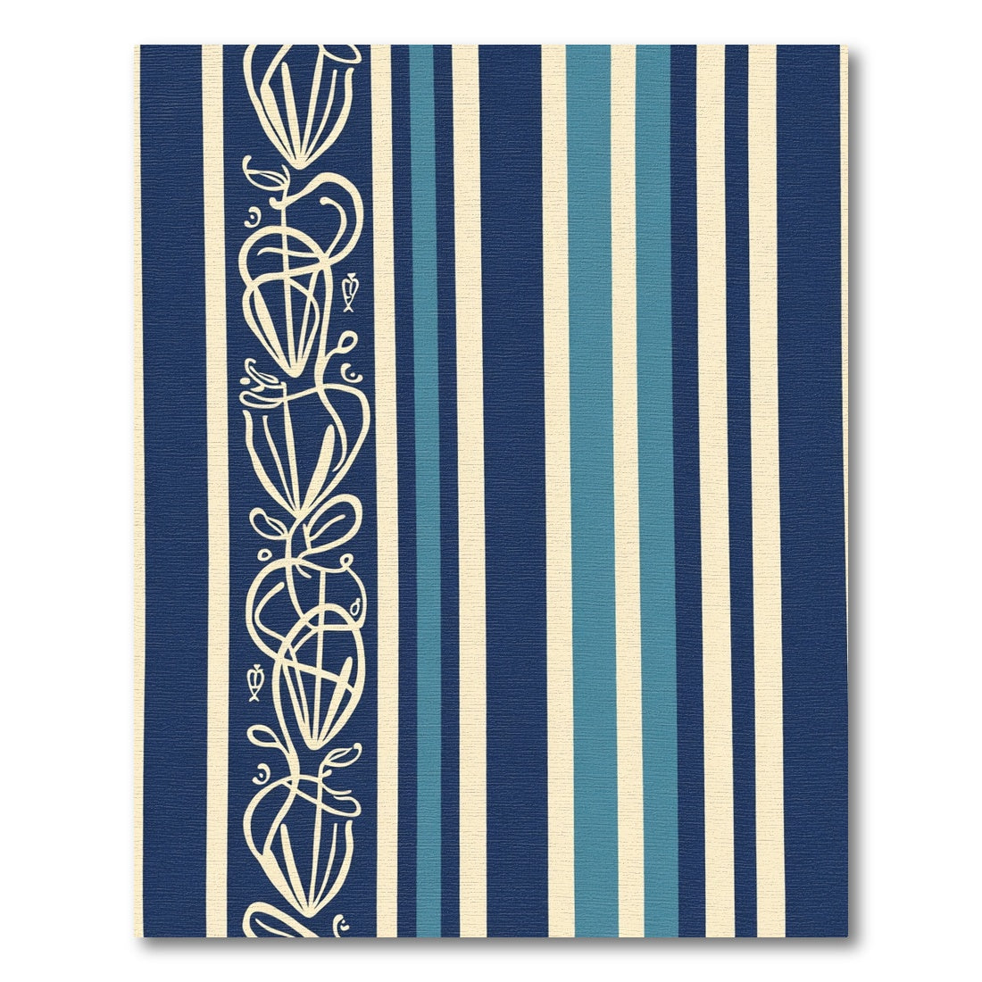 Art Nouveau Tall Floral Vine Stripes Rug