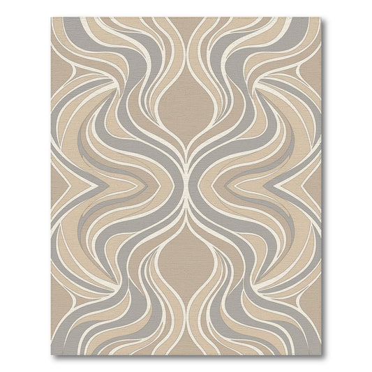 Abstract Area Beige Neutral Wave Abstract Area Rug