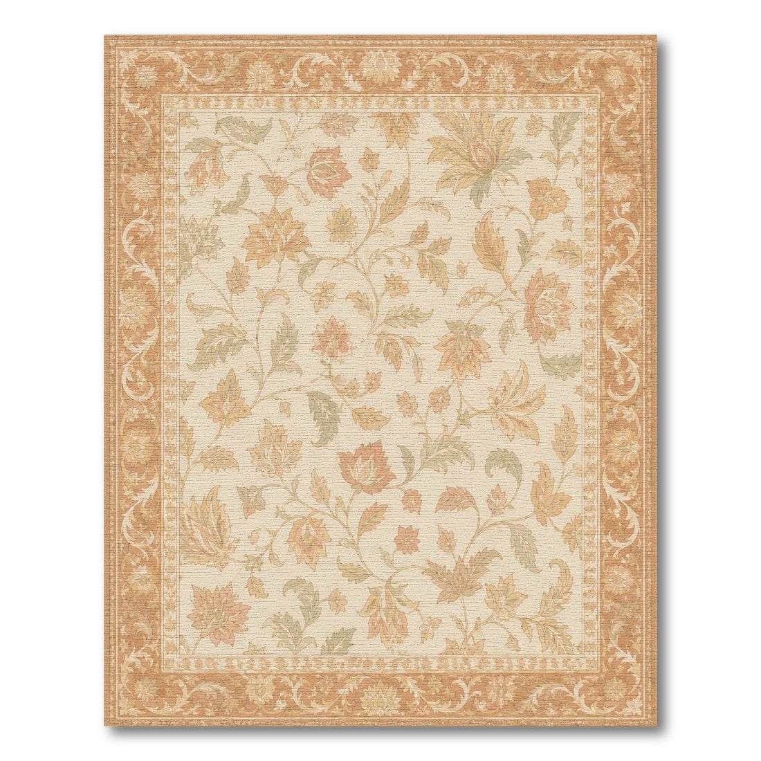 Beige Vintage Floral Vine Area Rug