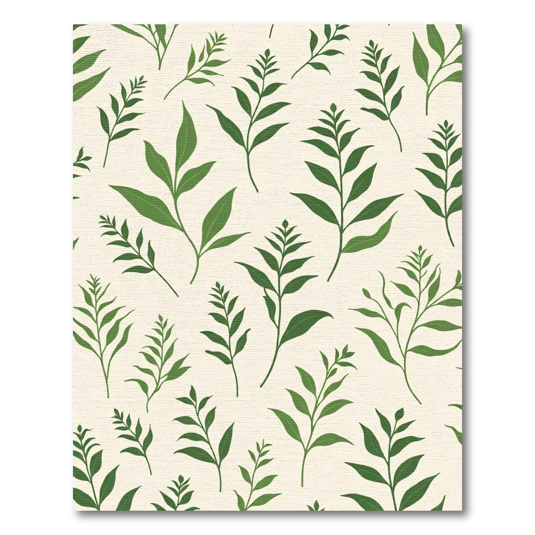 Green Leafy Branches Botanical Pattern Rug