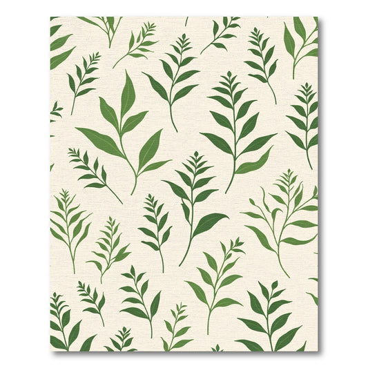 Green Leafy Branches Botanical Pattern Rug