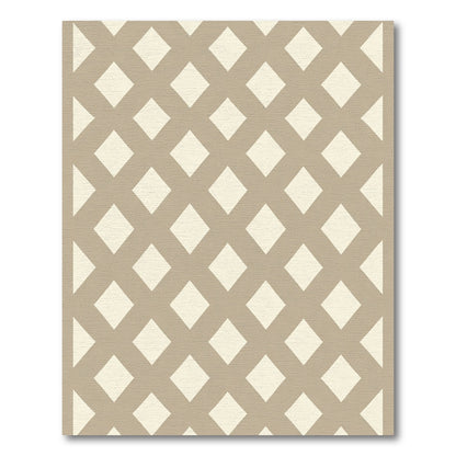 Light Beige Overlapping Diamond Grid Rug