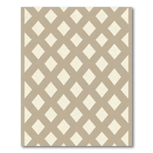 Light Beige Overlapping Diamond Grid Rug