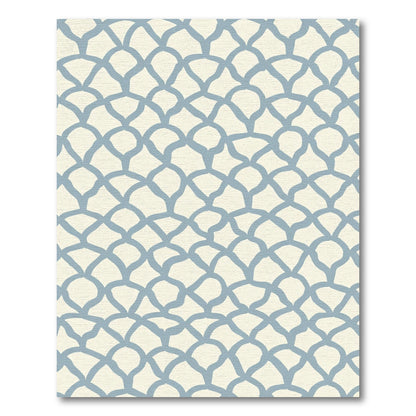Soft Blue Scale Arch Pattern Rug