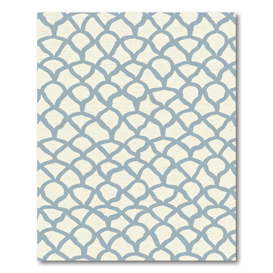 Soft Blue Scale Arch Pattern Rug
