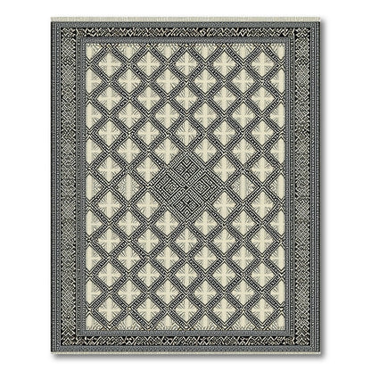 Black White Geometric Lattice No. 7 Area Rug