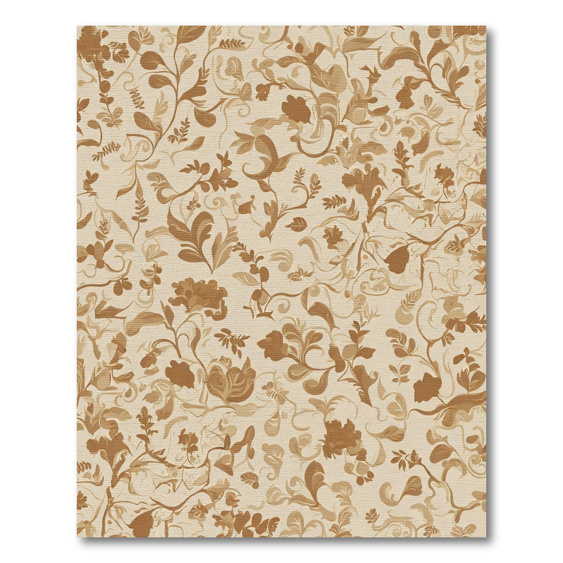 Brown Floral Swirls Contemporary Rug