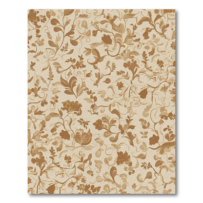 Brown Floral Swirls Contemporary Rug