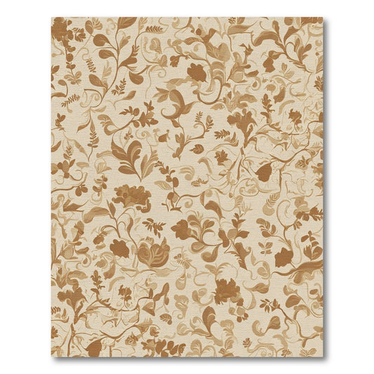 Brown Floral Swirls Contemporary Rug