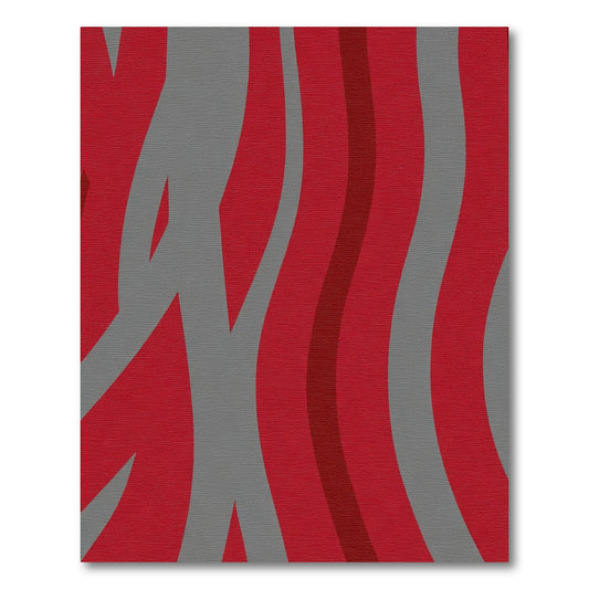 Red Gray Abstract Wavy Stripes Rug
