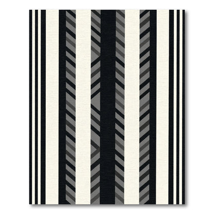 Chic Black White Gray Stripe Rug