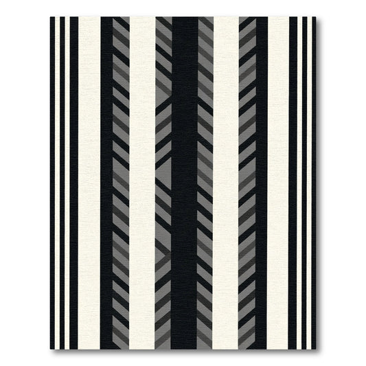 Chic Black White Gray Stripe Rug