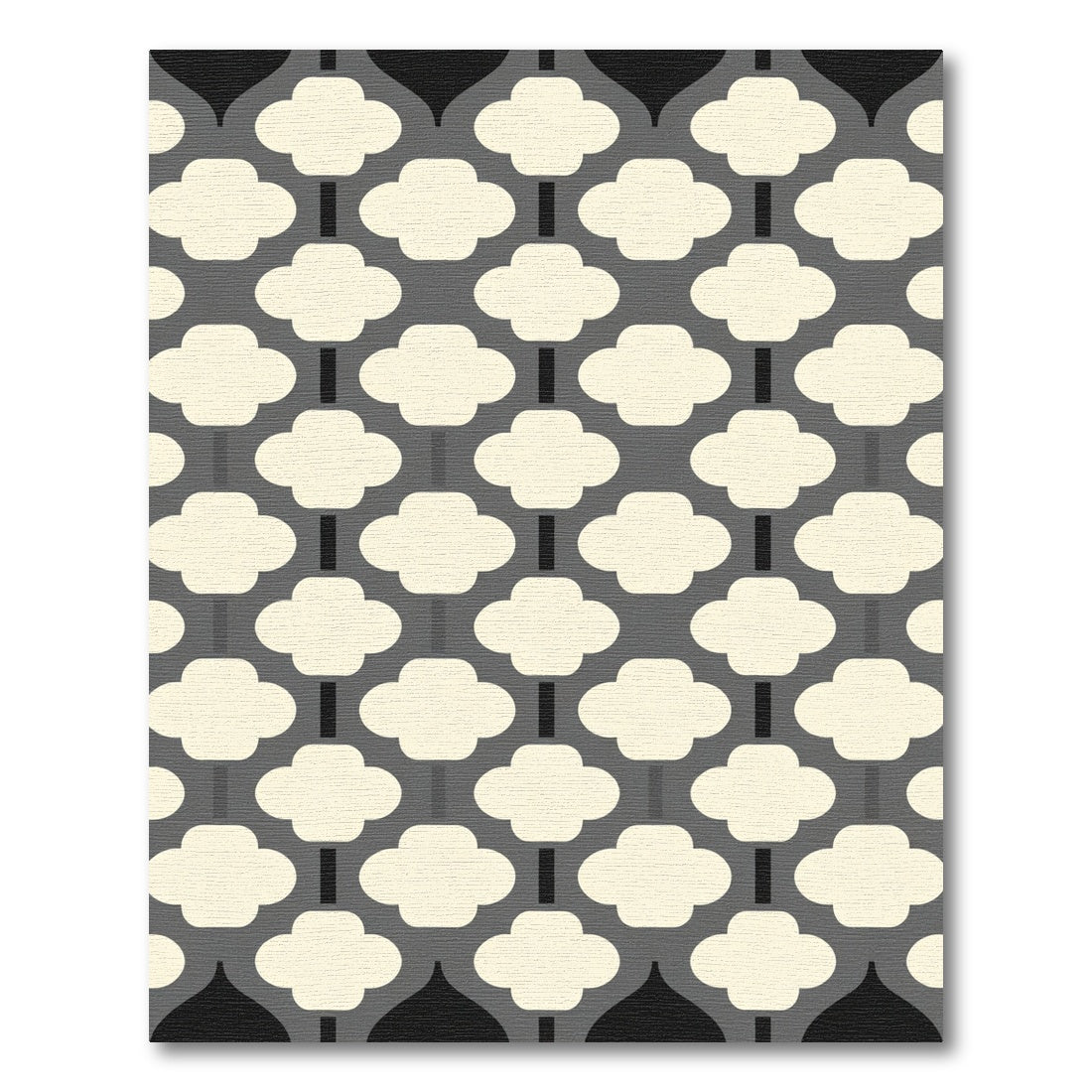 Cream and Gray Quatrefoil Lattice Rug