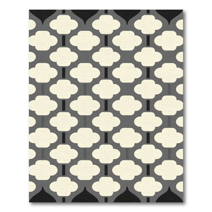 Cream and Gray Quatrefoil Lattice Rug
