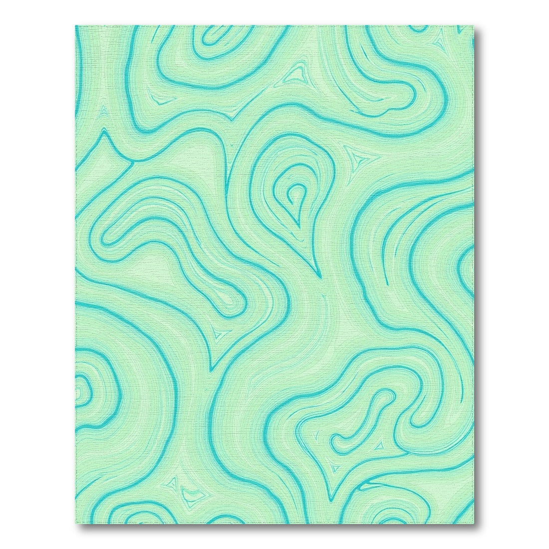 Teal Swirling Fluid Waves Rug