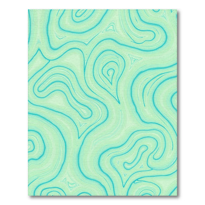 Teal Swirling Fluid Waves Rug