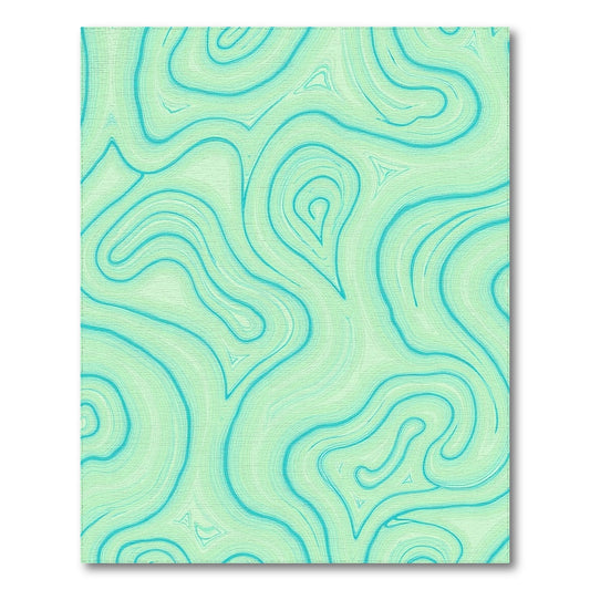 Teal Swirling Fluid Waves Rug
