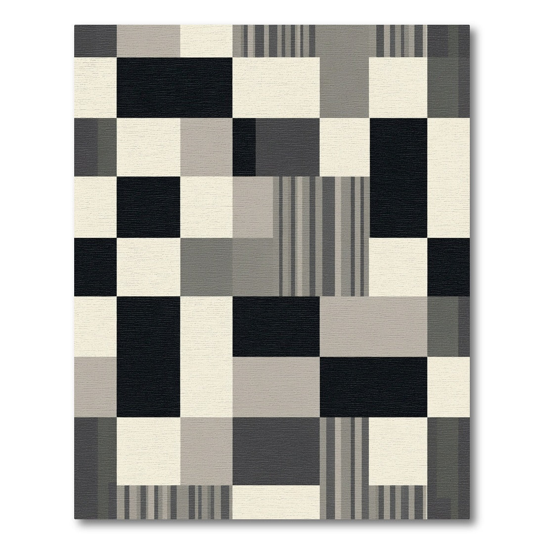 Monochromatic Geometric Block and Stripe Rug
