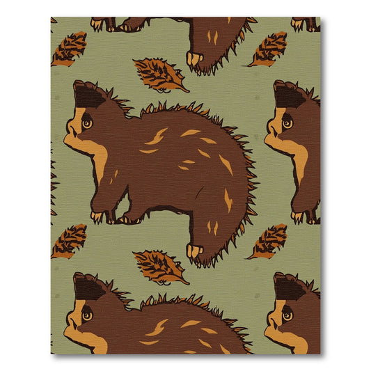 Brown Bear Autumn Leaves Repeating Rug