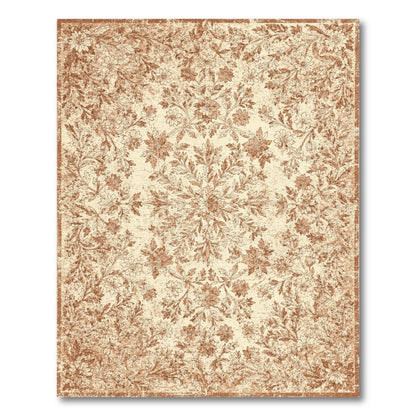 Brown Floral Vintage Distressed Area Rug