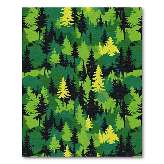 Deep Forest Evergreen Tree Landscape Rug