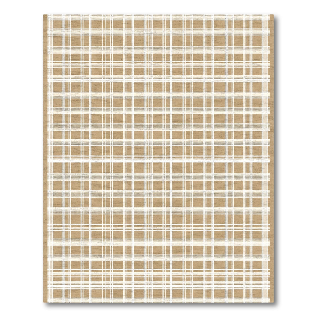 Classic Tan White Gingham Grid Rug