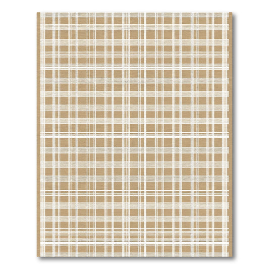 Classic Tan White Gingham Grid Rug