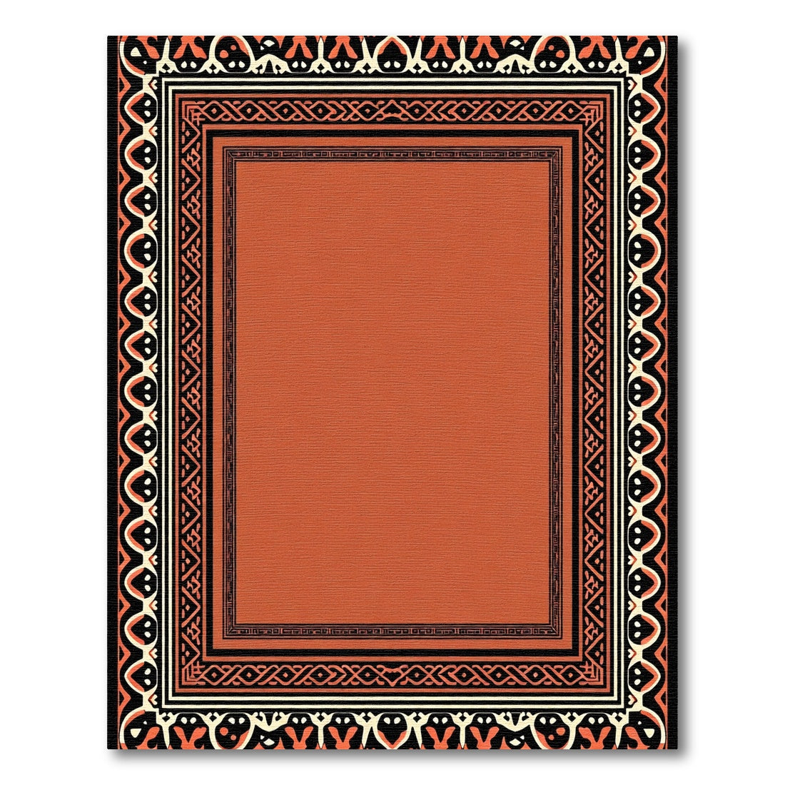 Terracotta Orange Intricate Border Rug