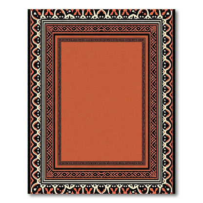 Terracotta Orange Intricate Border Rug